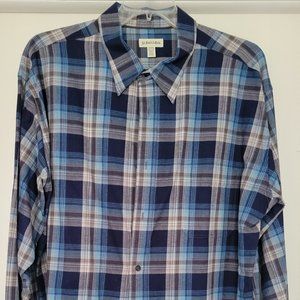 Men's Navy Blue and gray flannel shirt - XXL